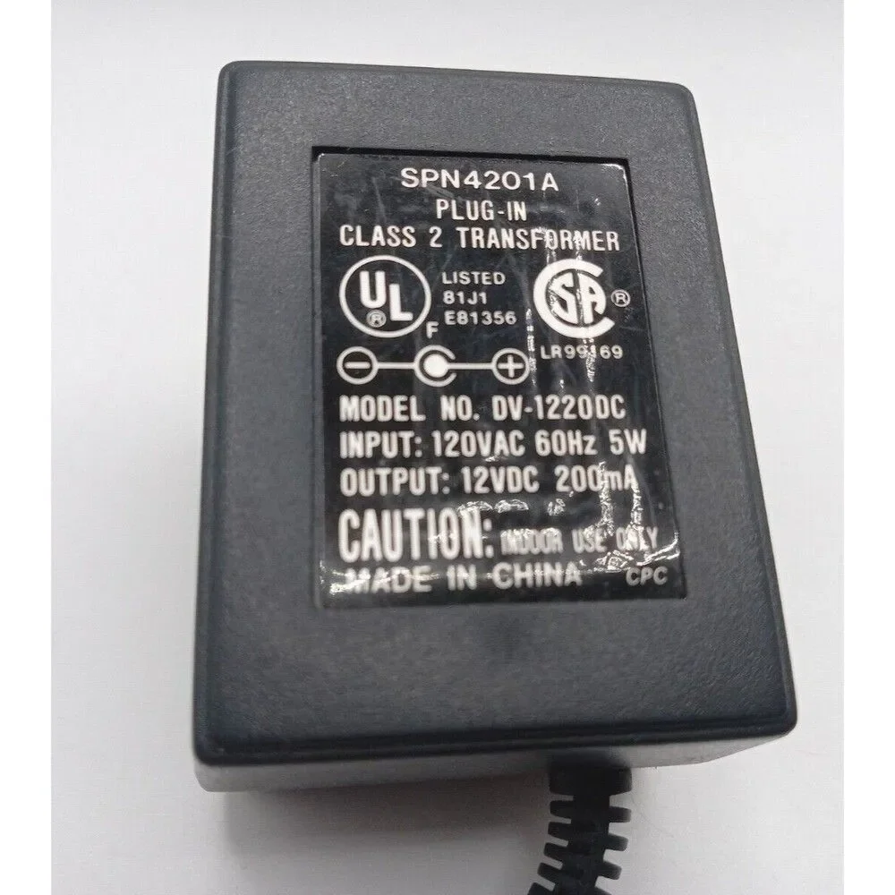 AC Adapter DV-1220DC-2 Class 2 Transformer SPN4201A 120VAC 60HZ 5W 12VDC